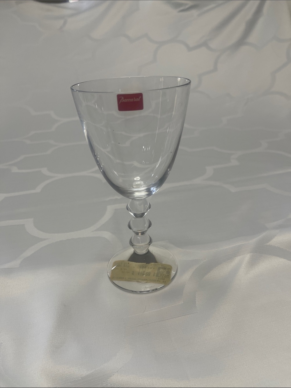 Baccarat Clear Crystal Wine Glass with Faceted Stem